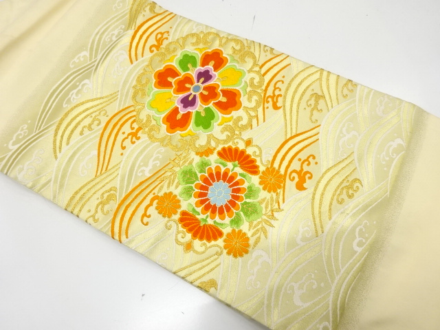 JAPANESE NAGOYA OBI / WOVEN FLOWER CREST